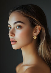 Sticker - Gold earrings photography woman accessories.