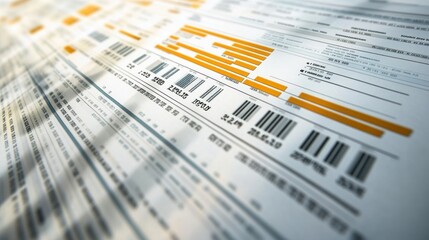 Close-up of a document with barcodes and data, highlighting the importance of data organization in business and finance.