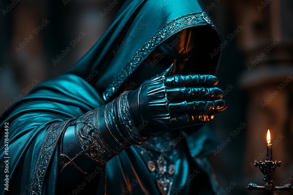 a-gothic-priest-taking-action-by-performing-a-ritual-in-a-haunted