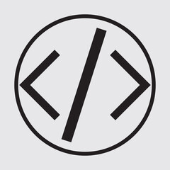 code icon vector. code icon flat style design. HTML code icon logo on a PNG background. vector illustration.