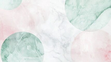 Elegant marble background featuring overlapping circular shapes in soft pastel green and pink hues, creating a luxurious and modern aesthetic