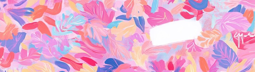 Wall Mural - abstract floral pattern with pastel colors and a white space for text.