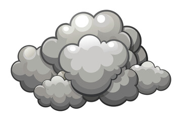 Cartoon Grey Smoke Clouds - Puff Fog, Explosion, and Steam Effects for Animation or Game Design.