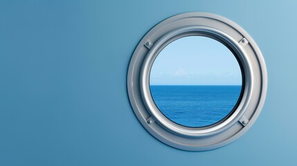 Wall Mural - Peek through the boats porthole and enjoy stunning views of the vast sea and distant horizon.