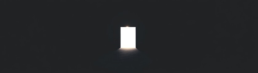 Sticker - A single, bright light shines through a dark doorway.