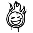 © Doa Bunda - Spray Painted Graffiti Burning emoji smile isolated on white background.