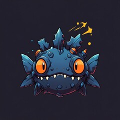 Poster - Blue Spiky Fish Illustration