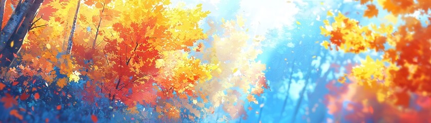 Canvas Print - Autumn Leaves in Sunlight.