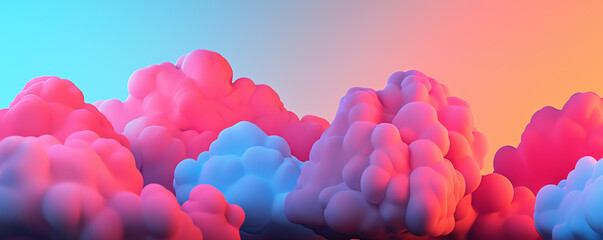 Wall Mural - Floating serverless clouds, neon holographic data, futuristic digital design