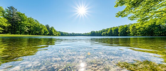 Poster - Crystal Clear Lake Water with Sunrays