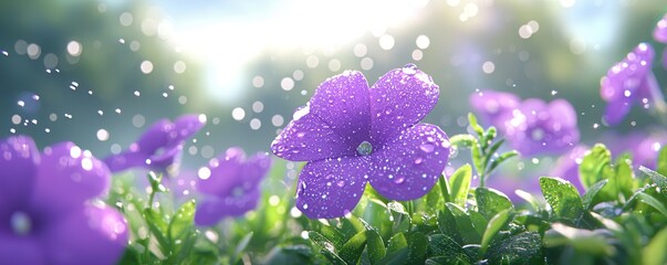 Poster - Purple Flower with Raindrops.