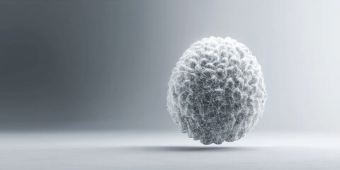 Sticker - Abstract 3D white sphere with textured surface against a minimalist background.