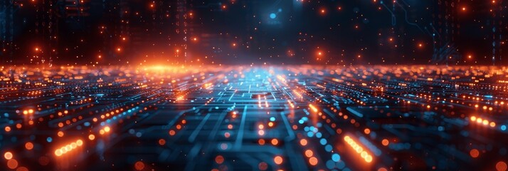 Wall Mural - futuristic abstract technology background with digital data and circuit board elements