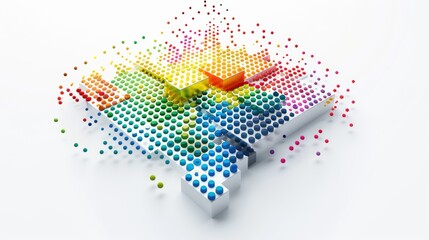 Wall Mural - abstract 3d structure with colorful spheres and grids