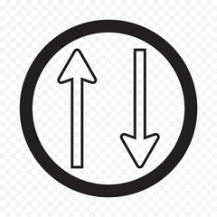 Data transfer arrows icon vector. Recycling, exchange, left and right and direction sing, up and down symbol arrow icon in transparent background. Vector illustration.