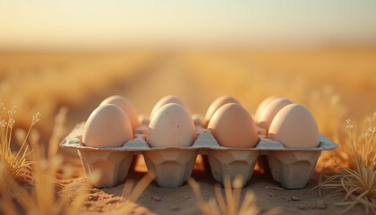 Wall Mural -  Fresh eggs in a carton ready for market