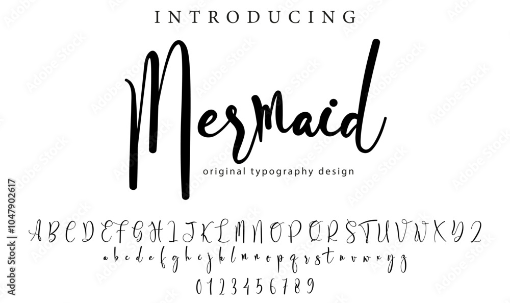 Mermaid Font Stylish brush painted an uppercase vector letters ...