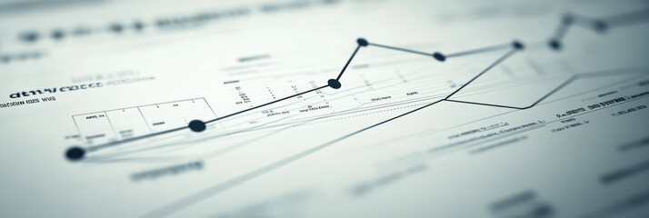 Canvas Print - Closeup of a financial chart with a line graph showing growth and decline.