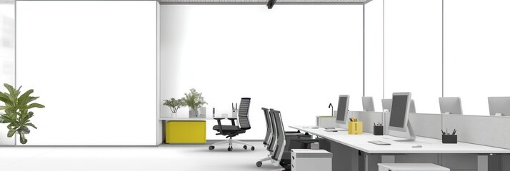 Wall Mural - Modern office interior with desk and chairs.