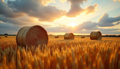 Poster -  Harvests bounty under a golden sky