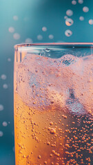 Wall Mural - Sparkling iced soda with foam and bubbles creates refreshing and vibrant drink experience. effervescence and color invite enjoyment and thirst quenching satisfaction
