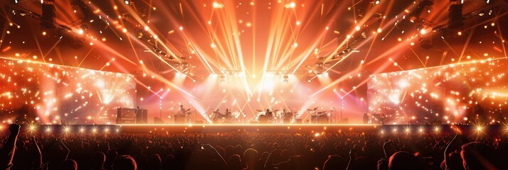 Poster - A thrilling concert with musicians captivating the audience under bright lights, creating an electrifying atmosphere filled with energy. Generative AI