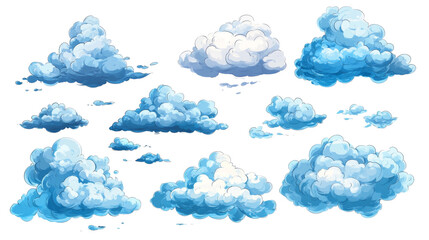Poster - Realistic Blue Fluffy Clouds Isolated. png