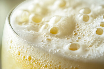 Wall Mural - refreshing iced cream soda with bubbles, perfect for summer enjoyment. frothy texture and vibrant co