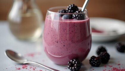 Wall Mural -  Freshly blended berry delight ready to be savored