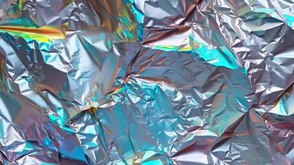 Poster - Crumpled foil displays a beautiful interplay of light and color, creating a captivating texture and shimmer that enhances artistic possibilities.