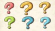 © A4719 - Hand Drawn Colorful Question Mark Symbols Set   Sketch Style Illustration