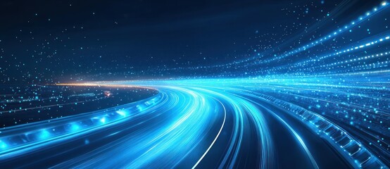abstract digital highway with glowing lights