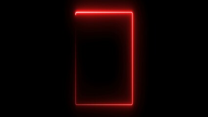 Wall Mural - glowing red neon line rectangle frame background 4k illustration.