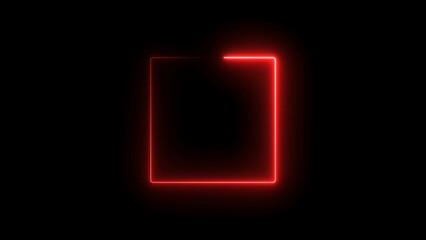 Abstract neon line glowing rectangle frame background 4k illustration.