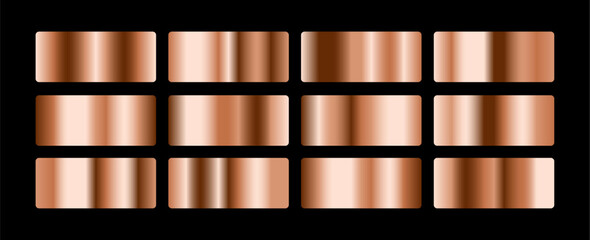 Wall Mural - set of metallic rose gold gradient palette for web presentation