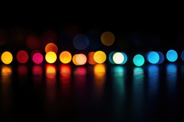 Sticker - Colorful Bokeh Lights Reflecting on a Dark Surface