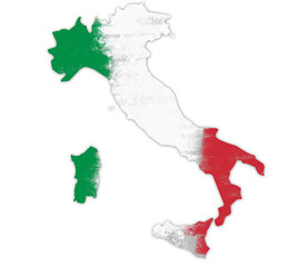 Wall Mural - map of italy with flag colors paint strokes