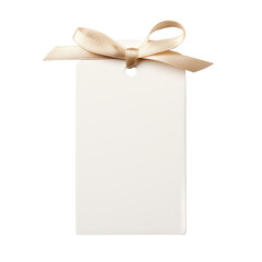 Wall Mural - blank white gift tag with bow isolated on transparent background cutout
