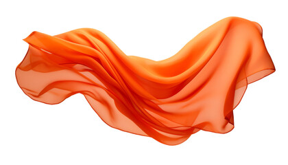 Wall Mural - orange silk swirl flowing isolated on transparent background cutout