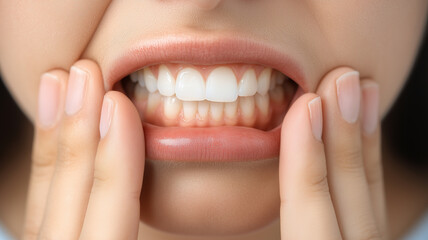 Close-up of a girl with a toothache