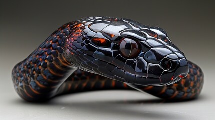 Sticker - Black Snake Close Up: A Detailed Look at Scales and Eyes