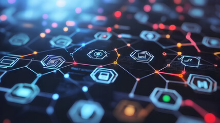 Wall Mural - futuristic interface displaying secure network with advanced tech protocols