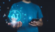 © Suriyo - Businessman leveraging AI technology to monitor data privacy compliance, automating processes to meet regulatory standards effectively.
