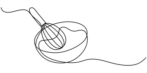 Whipped cream in a bowl in continuous one line art style. Simple vector illustration, Whipped cream in a bowl in continuous one line art style. Simple vector illustration, Whiping cream in a bowl.