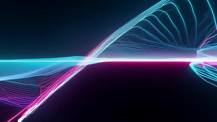 Poster - moving neon lines background colored black shows video abstract ai generative line laser ray intro b
