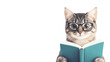 © Preeyanuch - A charming cat wearing glasses reads a book, embodying curiosity and intelligence. Perfect for pet lovers and creative projects.