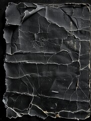 Leinwandbilder - An aged black cardboard photo card shows signs of damage and wear, emphasizing its empty, historical nature against a black backdrop. Generative AI