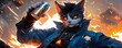 © BonzEarthsnapper - Eye-Catching Punk Cat Character in Vibrant Scene