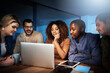 © Delmaine Donson/peopleimages.com - Night, office and business people with collaboration by laptop for web server, solution and launch. Programming, support and IT developer with meeting for backend development, deployment and testing