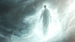 © Thiago - Ephemeral apparition of a ghostly figure floating in ethereal light. Ghostly Apparition. Illustration